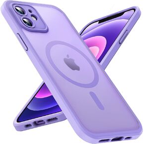 TOCOL 3 in 1 Magnetic for iPhone 12 Case, Upgraded [Full Camera Protection] [Compatible with Magsafe] [15FT Military Grade Protection] Bumper for iPhone 12 6.1, Purple