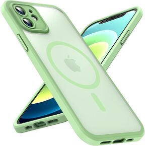 TOCOL 3 in 1 Magnetic for iPhone 12 Case, Upgraded [Full Camera Protection] [Compatible with Magsafe] [15FT Military Grade Protection] Bumper for iPhone 12 6.1, Light Green