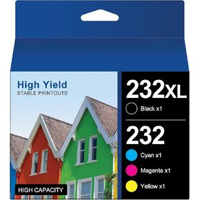 232XL Ink Cartridges for Epson Printer Remanufactured for Epson 232XL Ink Cartridges Combo Pack for Expression Home XP-4200 XP-4205 Workforce WF-2930 WF-2950 XP4200 WF2950 (4 Pack)