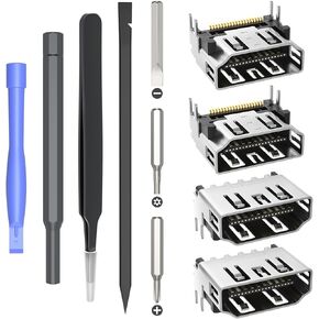 RGEEK 4 Packs HDMI Port Replacement for P5 Console, HDMI Display Socket Connector with Reparing Tools Kit for Playstion 5