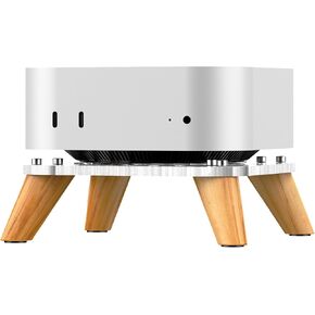 Wooden transparent Mac Mini M4/M4Pro Stand Bases, macmini 2024 Computer host Vertical Dock Holder, Storage Racks Ventilation holes on the bottom for better heat dissipation-AJM4-4