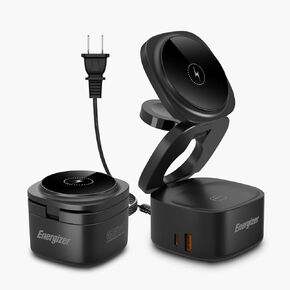Energizer for Foldable Apple Charging Station 65W GaN USB C PD Fast Charger Stand Dock for Multiple Devices 5 in 1 Magnetic Wireless Charger for iPhone 16 15 14 13 Pro Max Apple Watch AirPods MacBook