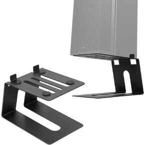 Desktop Speaker Stand 1 Pair, Studio Monitor Stands 5° Incline Design, Black Metal Desk Speaker Riser with Vibration Absorption Pad, Heavy Duty Speaker Stands Desk for Bookshelf