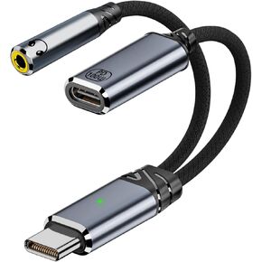USB C to 3.5mm Headphone Adapter with 100W Fast Charging, 2-in-1 USB Type-C to Aux Audio Jack Cable Cord Compatible with iPhone 16/15 Series, iPad, MacBook and More