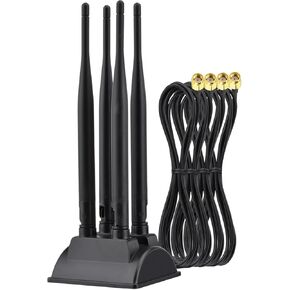 Eightwood Dual Band WiFi 6 Antenna 2.4GHz 5GHz, 4 RP-SMA Connector WiFi Antenna Magnetic Base for PC Desktop Computer PCIe WiFi Bluetooth Card WiFi Router and Access Point