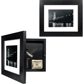 Hidden Gun Storage - Gun Safe Pistol Storage, 11"x14" Matted to 8"x10" Concealment Furniture Secret Decor Handgun Picture Frames Box