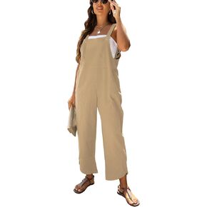 AMEBELLE Women's Sleeveless Cotton Linen Overalls Rompers Baggy Wide Leg Jumpsuits in Saudi Arabia
