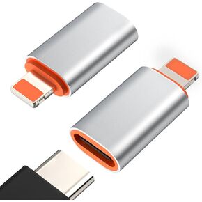 MoKo USB C to Lightning Adapter, 2 Pack USB C Female to Lightning Male Adapter Supports 27W PD Fast Charging Data Transfer for iPhone 14/13/12/11/XS/XR/SE, iPad/iPod/AirPods, Not for Audio/OTG, Silver