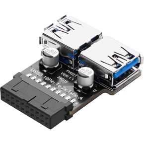 SinLoon USB 3.0 Front Panel Header USB 3.0 19/20Pin to Dual USB A Motherboard Header Adapter USB 3.0 19Pin Female to Double USB Type A Female Front Connector Converter
