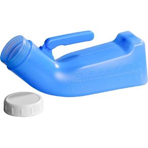 Male Urinals Urine Bottle for Men Portable Travel Pee Bottles Spill Proof Urinary Chamber with Screw-on-Lid Plastic Bedside Urinals for Men, 1L