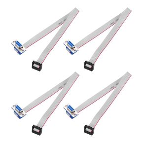 MECCANIXITY 4 Pcs IDC Flat Ribbon Cable, 2.54mm Pitch 11mm Width 30cm Long 10 Pin Female DB9 to FC-10 Flat Ribbon Connector with Fixed Screws Jumper Wire for PC, LED Displays