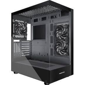 MUSETEX K2 ATX PC CASE, 360MM RAD Support, Full-View Dual Tempered Glass Mid Tower PC Case, Type-C Computer Case with 3 Non-LED Fans Pre-Installed, Gaming PC Case,Black