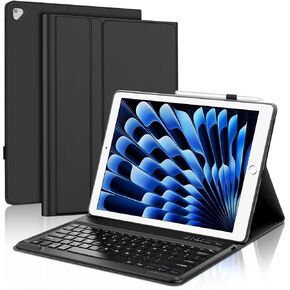 iPad Pro 12.9 Case with Keyboard, Detachable Bluetooth Keyboard, Slim Protection Case with Pencil Holder for iPad Pro 12.9 2nd 2017/1st 2015 Gen (SM-A1670/A1671/A1584/A1652), Auto Sleep/Wake Up, Black