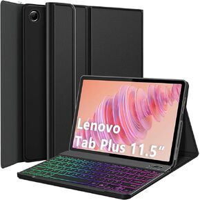 Case with Keyboard for Lenovo Tab Plus 11.5 Inch 2024 (TB351FU), 7 Color Rainbow Backlight Detachable Bluetooth Keyboard Cover for 11.5" Lenovo Tab Plus 2024 Release