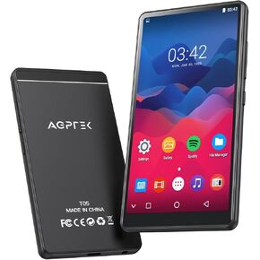 AGPTEK 40GB MP3 Player with Bluetooth and WiFi, 4'' Full Touch Screen MP4 Player with Spotify, Android Online Music Player with Speaker, FM Radio, Model: T05(Black)