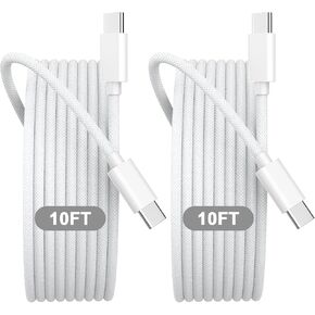 [MFi Certified] iPhone 16 Charger Cord 10FT, 2 Pack 60W USB C to USB C Cable Long iPhone 16 Charger Cord Compatible for iPhone 16/16 Plus/16 Pro/16 Pro Max/15/15 Plus/15 Pro/15 Pro Max, 10FT White