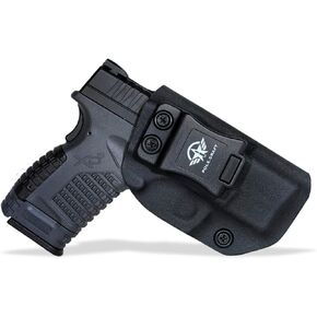 POLE.CRAFT IWB Kydex Holster Fit: Springfield XD-S 3.3" 9mm / .40 S&W / .45 ACP Single Stack & XD-S MOD.2 3.3" Pistol⎜Inside Waistband Carry⎜Adj. Cant Retention⎜Cover Mag-Button⎜No Wear⎜No Jitter