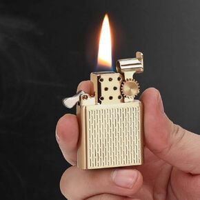 SOMGEM Vintage Pocket Lighter Fluid Refillable, Cool Pipe Lighter Insert for Classic Flip Lighter Cases, Windproof Gold Trench Lighters Inserts Soft Flame, Unique Birthday Gifts for Men Dad Husband
