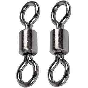 QISHUO Stainless Steel Swivels Fishing Lure Barrel Saltwater Swivel Fishing Strength Quick Change Fishing Swivels Rolling Black Nickel