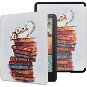 Case for 7" Kindle Paperwhite 12th Gen and Kindle Colorsoft Signature Edition (2024 Release), PU Leather Protective Cover, Auto Sleep Wake and Hand Strap, Basketball with Fire Water