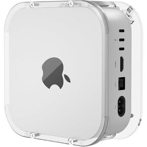 Clear Acrylic Wall/Under Desk Mount for Mac Mini M4/M4 Pro 2024 - Vertical Stand with Easy Power Button Access (Holder Only)