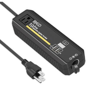 AC to DC Converter, 100-240V to 12V 10A Power Adapter with Cigarette Lighter Socket and Voltage Display, 2 USB Ports & Type-C, Power Converter for Car Vacuum Cleaner, Car Refrigerator, Inflate Pump