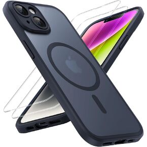 TOCOL 3 in 1 Magnetic for iPhone 14 Case, Upgraded [Full Camera Protection] [Compatible with Magsafe] [14FT Military Grade Protection] Bumper for iPhone 14 6.1 Inch, Inky Black