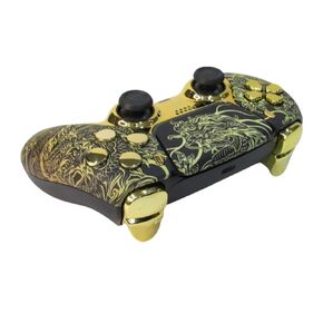 Faceplate Housing Custom Gold Dragon Front Back Touch Pad Cover With Gold Trigger Buttons Decorate Strip for PS5 Controller BDM-010