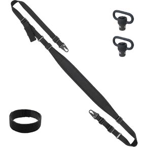 Rifle Sling Two Point Sling Quick Adjust Gun Sling for Rifle with Sling Staging Strap and Swivels Black