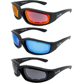 Polarized Motorcycle Riding Glasses, UV Protection, Foam Padded, Light Weight, Golfing, Cycling, Fishing