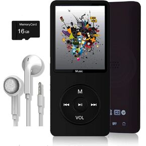 MP3 Player, Music Player with 16GB Micro SD Card, Build-in Speaker/Photo/Video Play/FM Radio/Voice Recorder/E-Book Reader, Supports up to 128GB