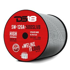 DS18 SW-12GA-500SLVB 12-GA Ultra Flex Speaker Wire Silver and Black 500FT - Speaker Cable for Audio Applications