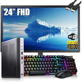 HP EliteDesk 800 G4 Mini Desktop Computer PC with 24" FHD Monitor, 8th Gen Intel Core i7-8700 3.2GHz, 16GB DDR4 RAM 512GB SSD, Mouse&Keyboard, WiFi, BT, Windows 11 Pro(Renewed)