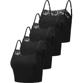 4 Pcs Women's Lace Camisole Spaghetti Strap Lace Bralettes Crop Tops Half Cami Top Lace Bandeau Tank Tops for Women Girls