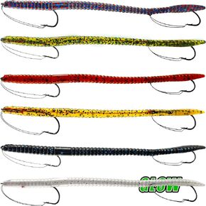 Fishing Lures Bass Lures, Weedless Pre Rigged Bionic Sinking Bass Fishing Lure Soft Plastic Swimbaits for Trout, Walleye, Crappie, Fishing Worm Swim Baits Minnows for Saltwater Freshwater