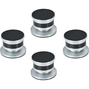 Speaker Spikes Floor Protectors with Innovative Carbon Fibre Shielding, Shockproof Speaker Isolation Stand Feet for HiFi Amplifier, Subwoofer, DAC Recorder, Turntable, Sliver
