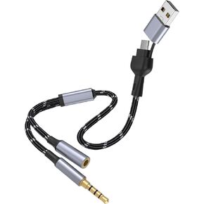 USB Type C to 3.5mm Female Headphone Jack Adapter, 4IN1 USB to Aux Audio Dongle Cable Cord Compatible with iPhone 16 Pro Max/15 Pro/15, Samsung Galaxy S24/S23/S22 Ultra, iPad Pro, Pixel 9/8 Grey