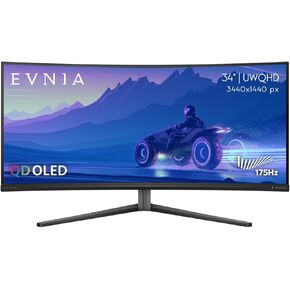 PHILIPS Evnia 34M2C6500 QD OLED Curved Gaming Monitor, WQHD 3440 x 1440, 175Hz, USB-C Hub, Height Adjustable, 4-Year Advance Replacement, Gaming Console Compatible