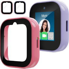 2 Pack Case Compatible with Sync Up Kids Watch 2 Screen Protector for Kids, Hard PC Overall Protective Case Bumper with 9H Tempered Glass Cover Accessories,Lightpurple+LightGreen