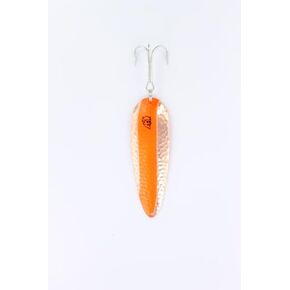 Dardevle Dardevlet Spoon, 3 5/8in, 1oz, Fluorescent Orange Hammered Copper Back, 00-386