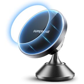 SUPERONE for iPhone 16 Pro Max/ 16 MagSafe Car Mount, [Strongest Magnets] Magnetic Car Phone Holder Mount for Dashboard, Hand Free 360° Rotation Car MagSafe Phone Mount iPhone 16 Pro Max 15 14 13 12