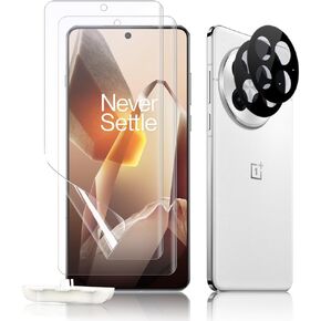 Screen Protector for OnePlus 13, 2 Pack Soft TPU Screen Protector Screen Protector + 2 Pack Camera Lens Protector, Full Coverage, Fingerprint Unlock for OnePlus 13
