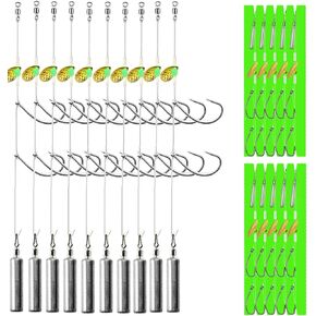 10Pcs Drop Shot Ready Rigs Kit with 2 Fishing Wacky Hooks,No Snag Skinny Sinker(1/2oz,3/8oz,1/4oz.1/5oz.), Spinner Blades， Fishing Bass Rig Cylinder Saltwater Freshwater