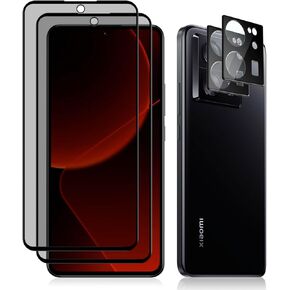 2+2 Pack for Xiaomi 13T/13T Pro Privacy Screen Protector, Privacy Tempered Glass Screen Protector+Camera Lens Protector Anti-Spy 9H Hardness Anti-Scratch Bubble Free for Xiaomi 13T Pro/13T