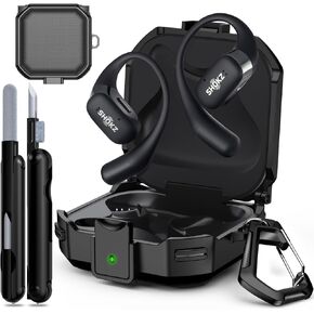【Secure Lock】 Case for SHOKZ OpenFit Case with Cleaning Kit & Keychain, Soft TPU Cover Cover Compatible with SHOKZ OpenFit Open-Ear Earbuds True Wireless Bluetooth Headphones, Shockproof Protection
