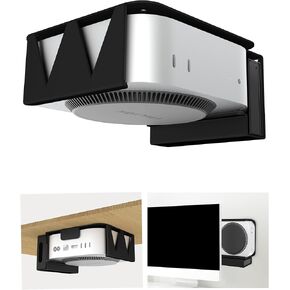 Under Desk Mount Stand for Mac Mini M4/M4 Pro 2024, Space Saving Storage Bracket Case Protector Holder with Screws,Carbon Steel Wall Mount, Under Desk Mount, VESA Monitor Mount for Mac Mini M4/M4 Pro