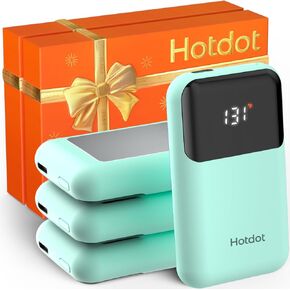 Hand Warmers Rechargeable with Gift Box, 4 Pack Electric Hand Warmer with LED Display Battery and Temperature, 4 Heating Levels Portable Hot Hands, for Men, Women, Hunting Cyan