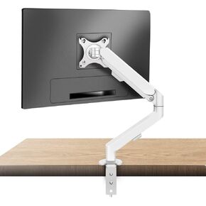 White Single Monitor Arm Mount 17 to 34 inch Articulating Gas Spring Arm 4.4 to 19.8lbs Adjustable Vesa 100 * 100mm Desk Stand with Clamp and Grommet LCD Computer Monitors Brachet M5W