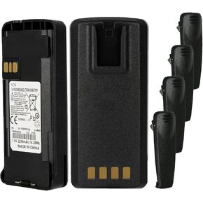 (2-Pack 7.4v 2200mAh PMNN4080 PMNN4476A PMNN4476 Battery+4 Belt Clips Compatible for Motorola Radio P145 CP185 CP476 CP477 CP1200 CP1300 CP1600 CP1660 EP350 PMNN4081 PMNN4082 PMNN4404 Battery