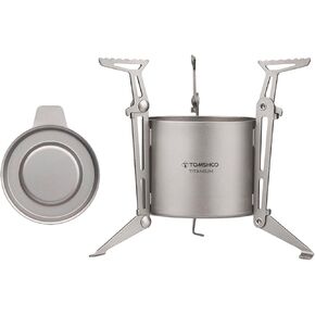HUIOP Stove, Titanium Stove with Lid Foldable Legs and Pot Supports for Camping Hiking Backpacking Outdoor Cooking Stove